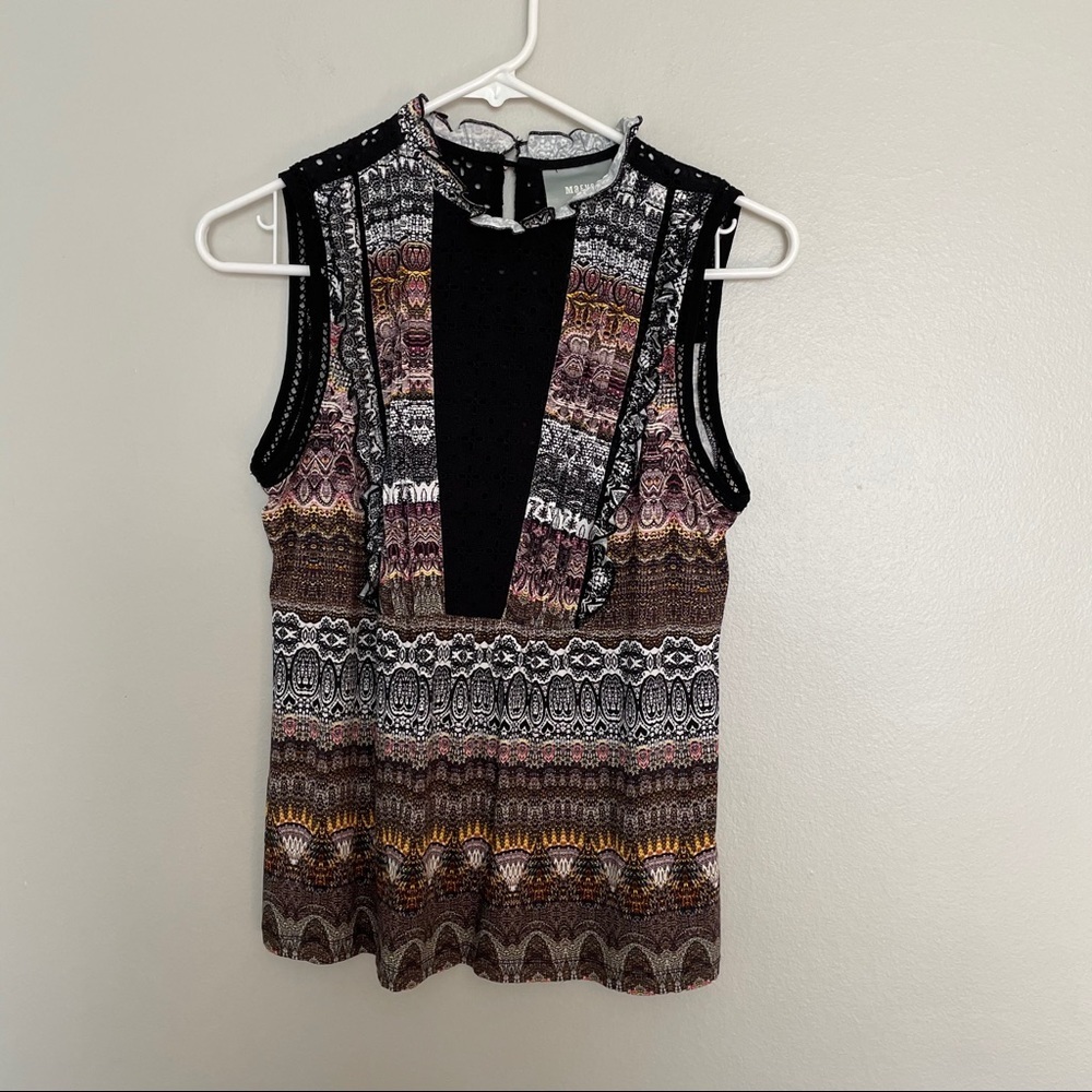 NWT anthropogie Maeve black motif tank top